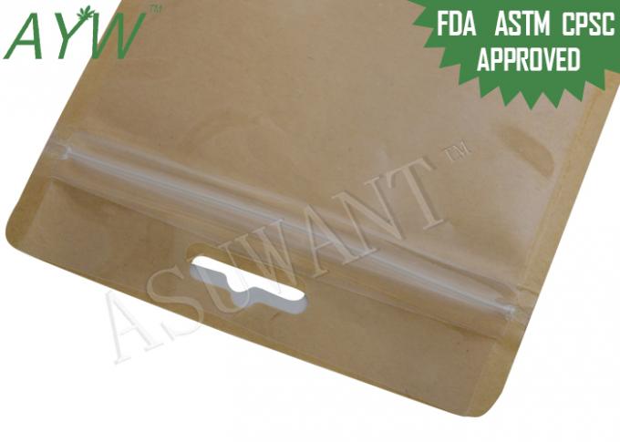 Healthy Food Transparent Kraft Paper Zipper Bag With See Through Window