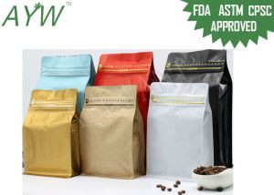 Kacang kopi yang boleh diguna semula beg bawah rata 16oz warna tersuai dengan injap degassing