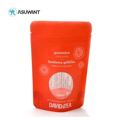 Zipper Compoostable Mylar Stand Up Pouch Food Packaigng dengan Window