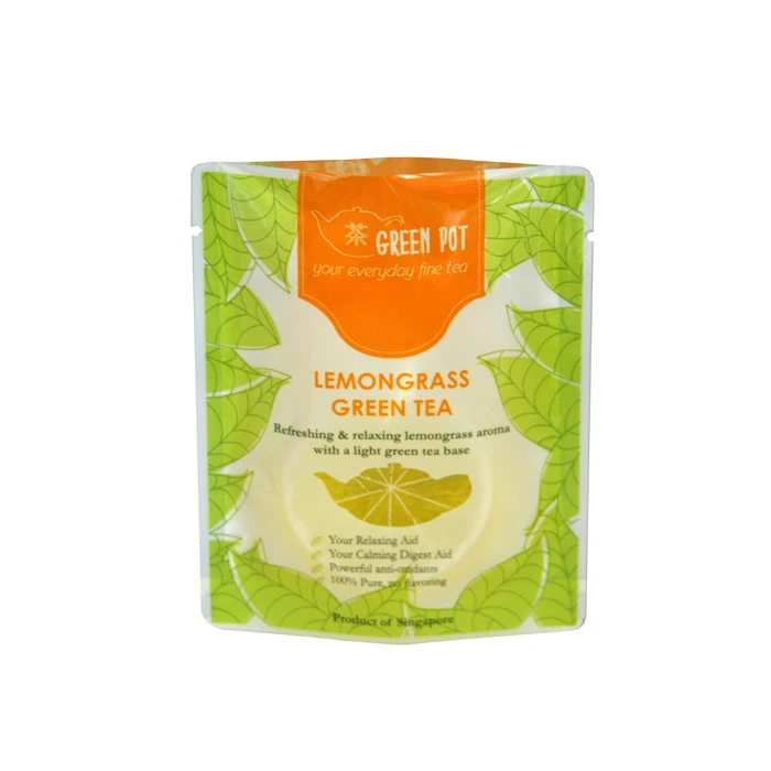 Empty Aluminum Foil Stand Up Bag With Zipper Food Packaging Tea Bag