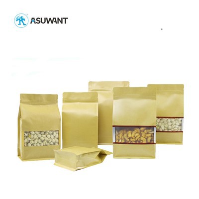 Beg Zipper Kertas Coklat Semulajadi Beg / Penghalang Cahaya UV dengan Bahan Gred Makanan