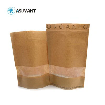 Beg Zipper Kertas Kitar Semula Plain untuk Bunga / Pembungkusan Buah Kering