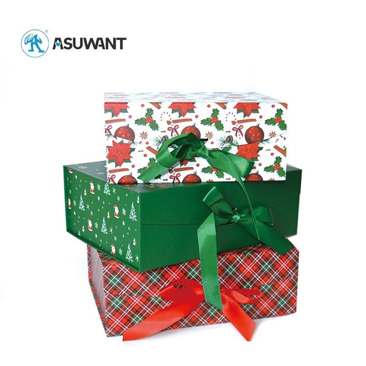 Color Paper Christmas Gift Ribbon Cardboard Boxes